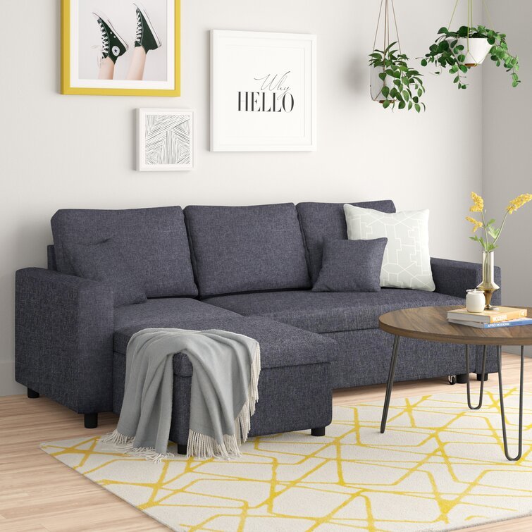 Vernita 87鈥测€?Wide Linen Reversible Sleeper Sofa & Chaise - Online Shop