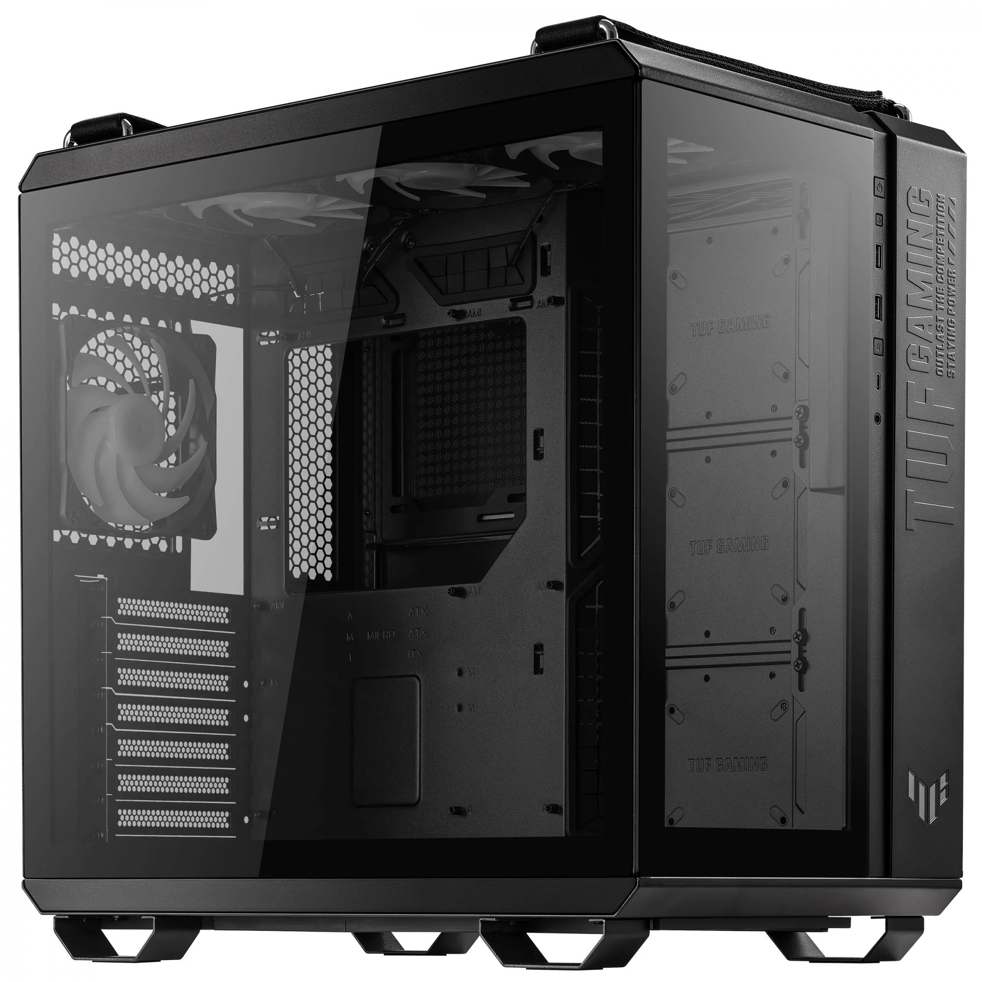 ASUS TUF Gaming GT502 PLUS Tempered Glass Dual Chamber Case Black w. 4x120mm Pre-installed ARGB Fans