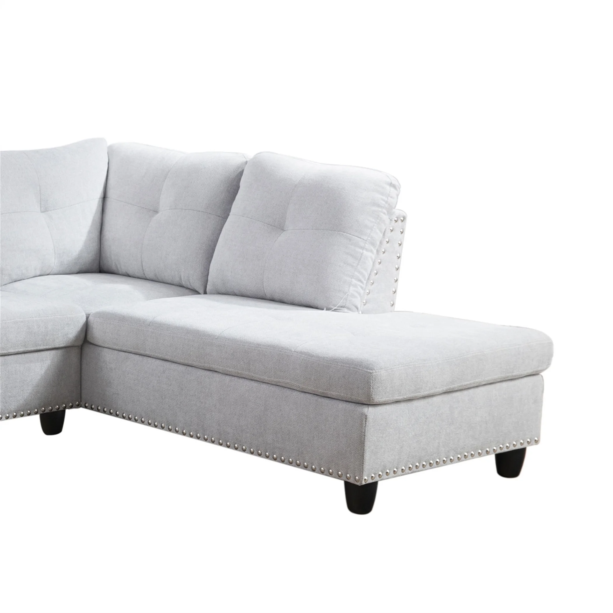 Aukfa 3 Piece Sectional Sofa, Living Room Couch with Storage Ottoman&Cup Holder, Linen, Left Hand, Black Gray