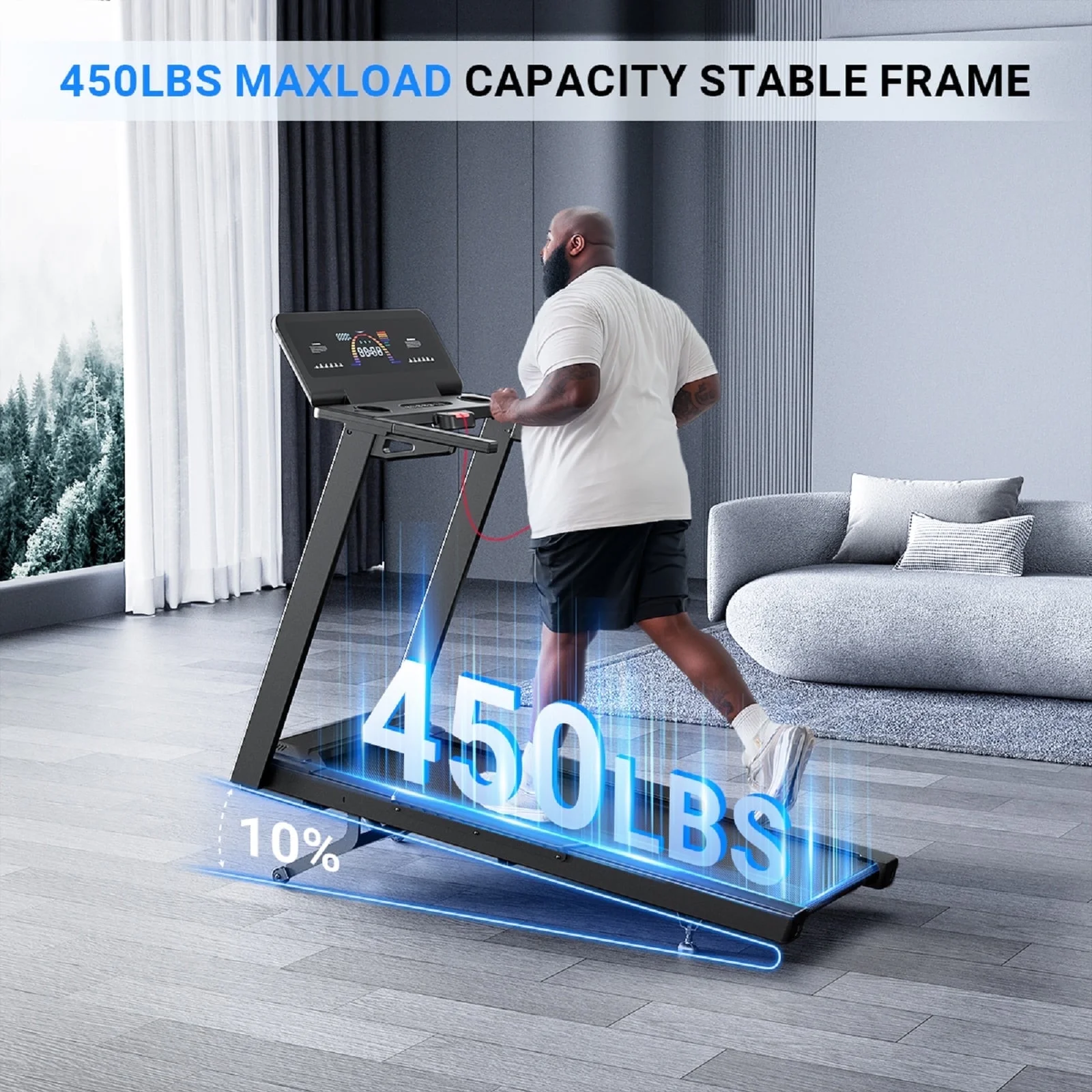 YZRUN 15% Auto Incline 6.5HP Portable Walking Pad Treadmill with Remote Control, 10MPH Speed,500lbs Capacity for Home and Office Use ,Adjustable iPad Holder