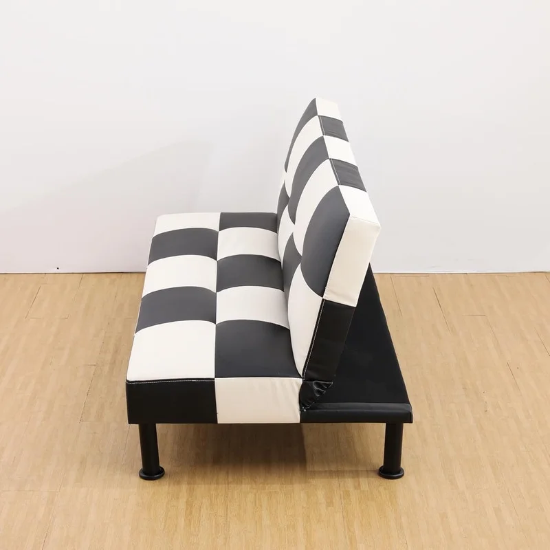 Couches for Living Room Upholstered Convertible Folding Futon Sofa Bed Modern Small Faux Leather Sleeper Sofa Love Seat for Bedroom, Apartment, Black