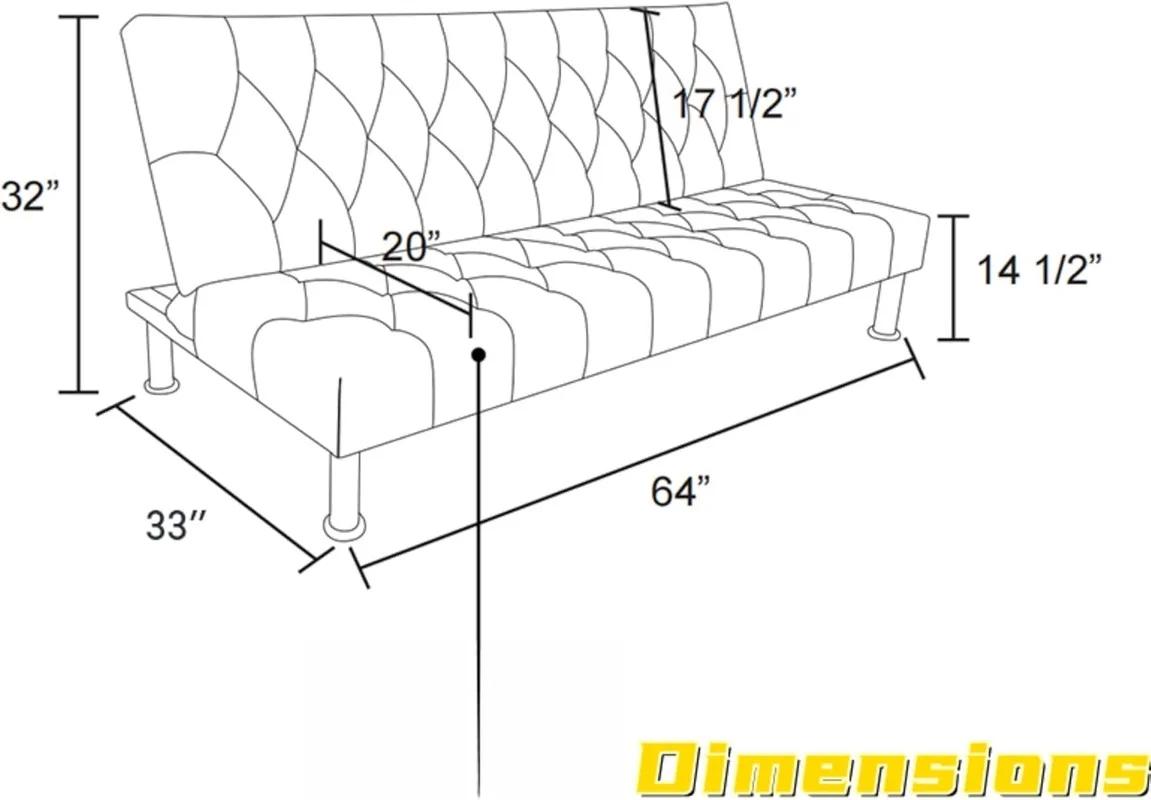 Couches for Living Room Upholstered Convertible Folding Futon Sofa Bed Modern Small Faux Leather Sleeper Sofa Love Seat for Bedroom, Apartment, Black