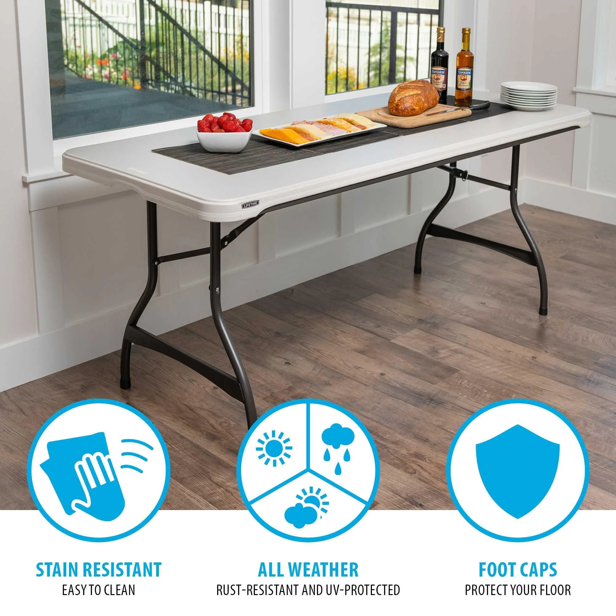 Lifetime 6 Foot Rectangle Folding Table, Indoor/Outdoor Commercial Grade, Black (280350)