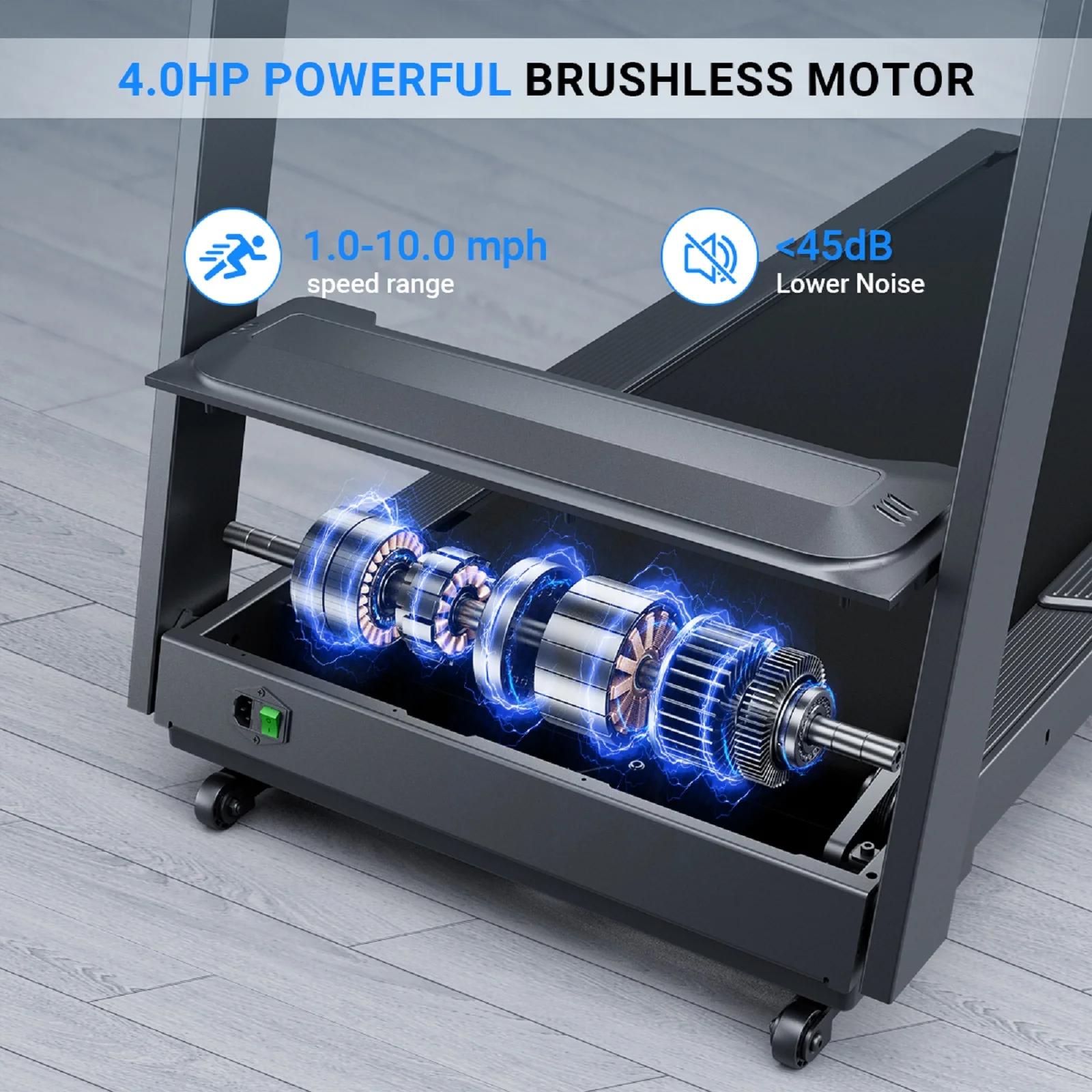 YZRUN 15% Auto Incline 6.5HP Portable Walking Pad Treadmill with Remote Control, 10MPH Speed,500lbs Capacity for Home and Office Use ,Adjustable iPad Holder