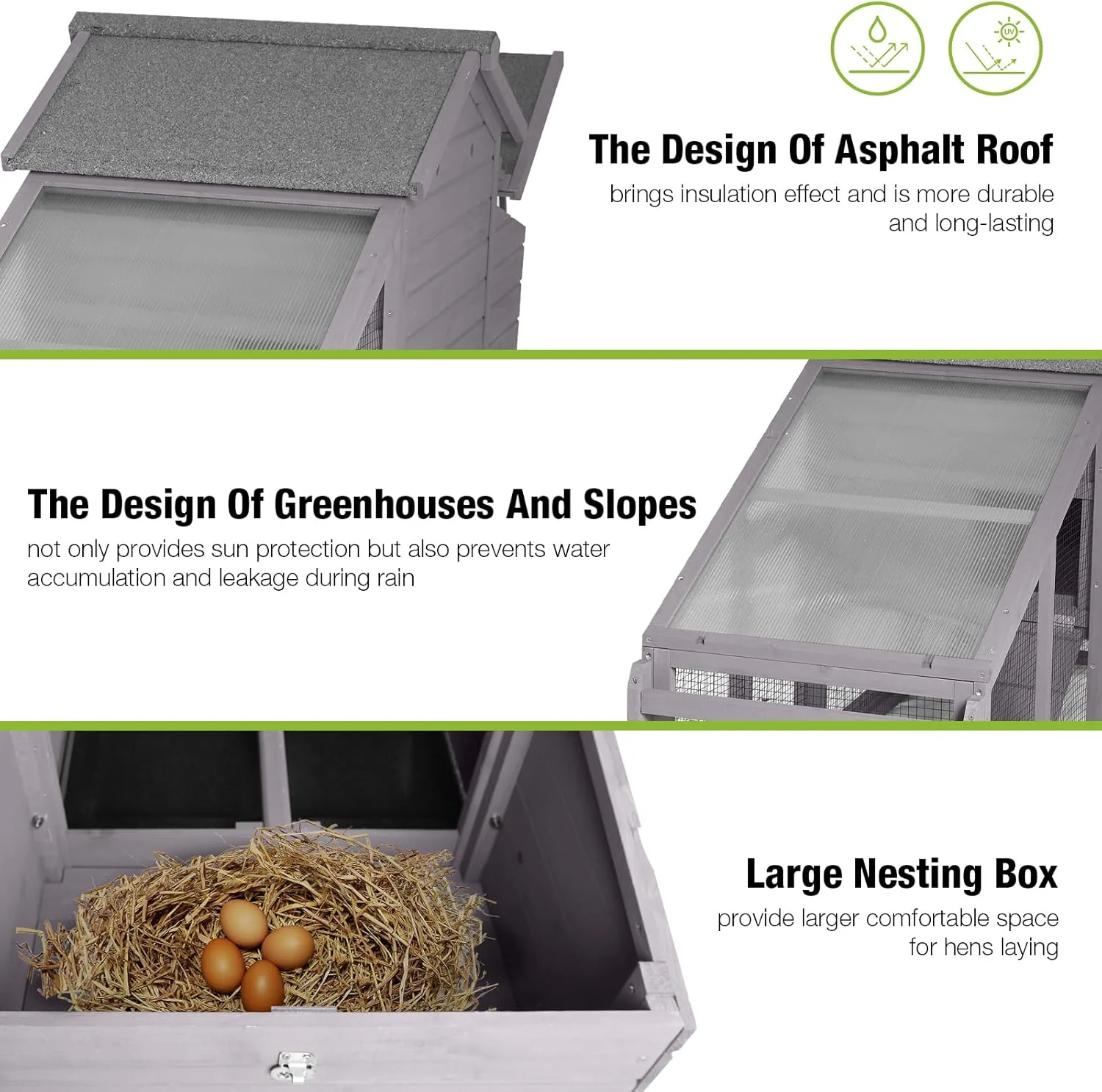 BUTINGLALE Chicken Coop Mobile Chicken House On Wheel Outdoor Rabbit Hutch for 2-4 Chickens 67