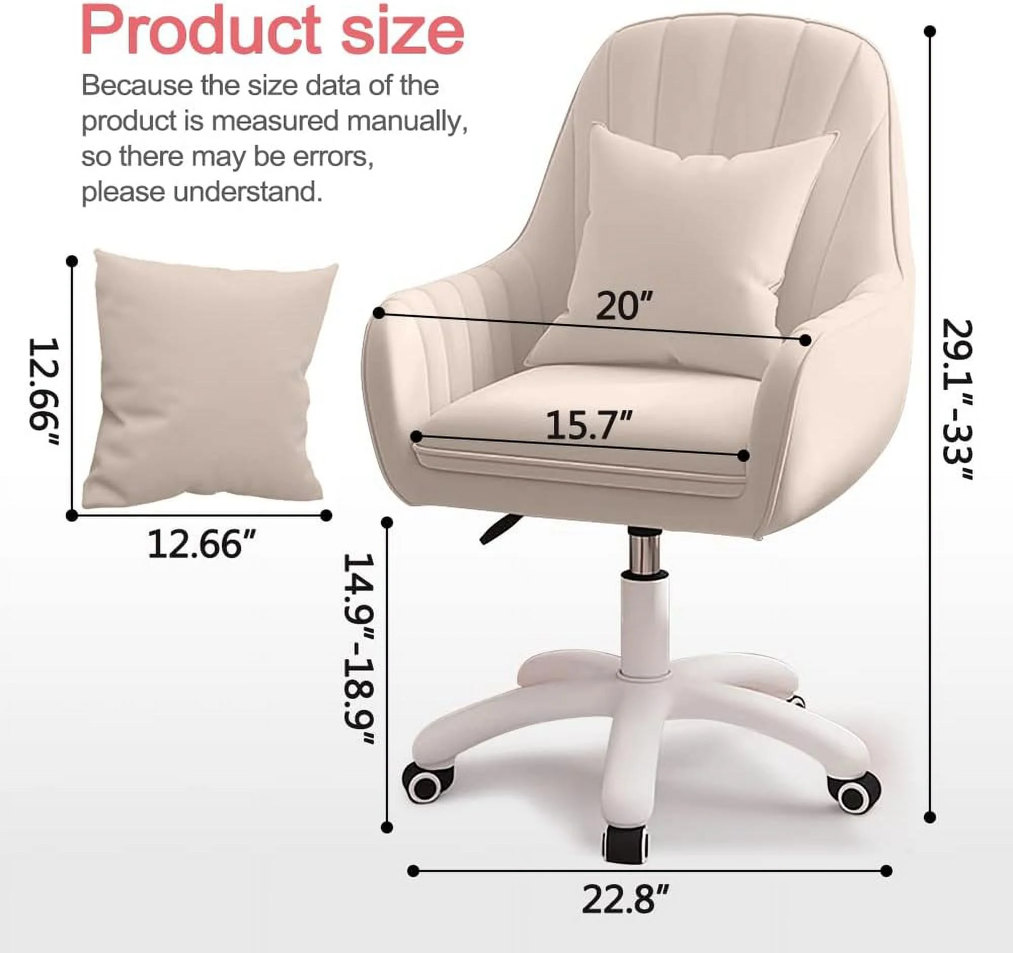 Home Office Chair Computer Chair with Mid-Back Upholstered Modern Tufted Computer Task Chair Swivel Height Adjustable Velvet Accent Chair.��White��