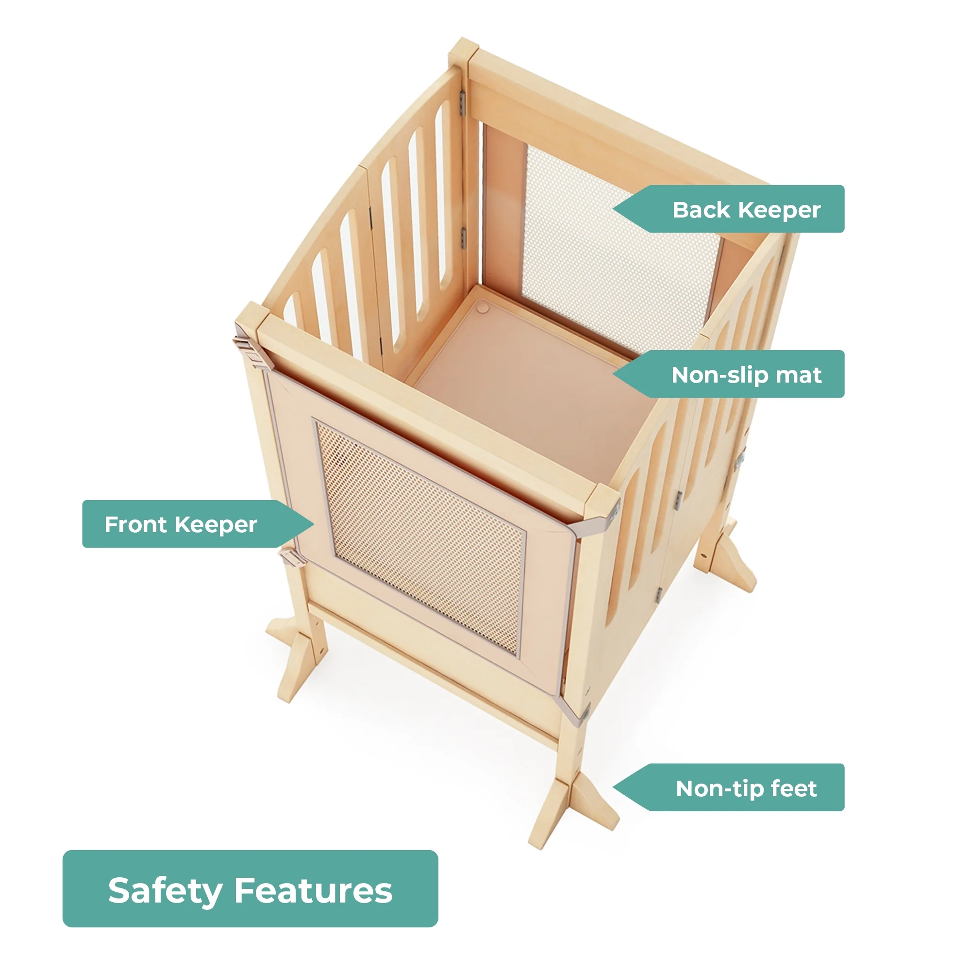 Guidecraft Contemporary Kitchen Helper Step Stool - White: Adjustable, Folding Montessori Toddler Tower - Safety Learning Furniture