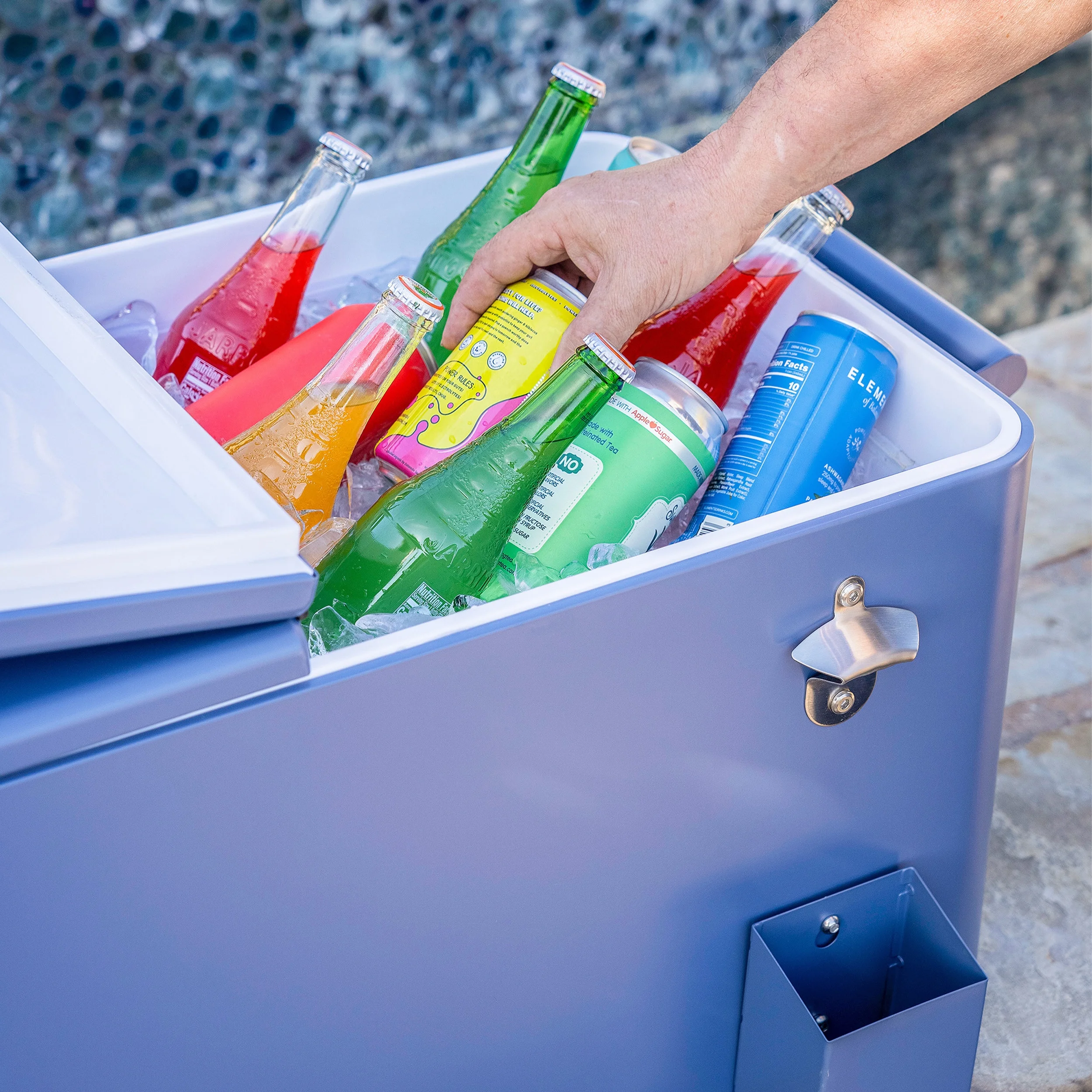 Permasteel 80-Qt Outdoor Steel Patio Cooler with Removable Basin, Rolling Cooler with Wheels, Teal Green