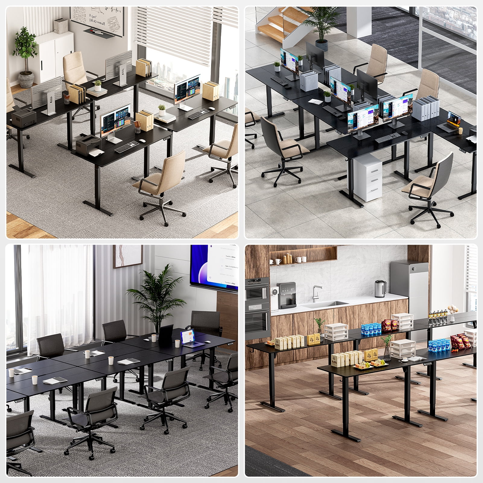 VVENACE Electric Standing Desk Height Adjustable Desk 48 inch 4 Memory Height Ergonomic Sit Stand up Desk for Home Office, White, 2 Split Boards